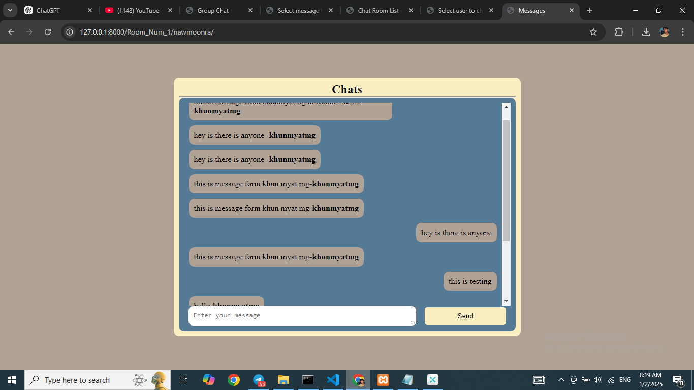 Django Chat App Screenshot 2